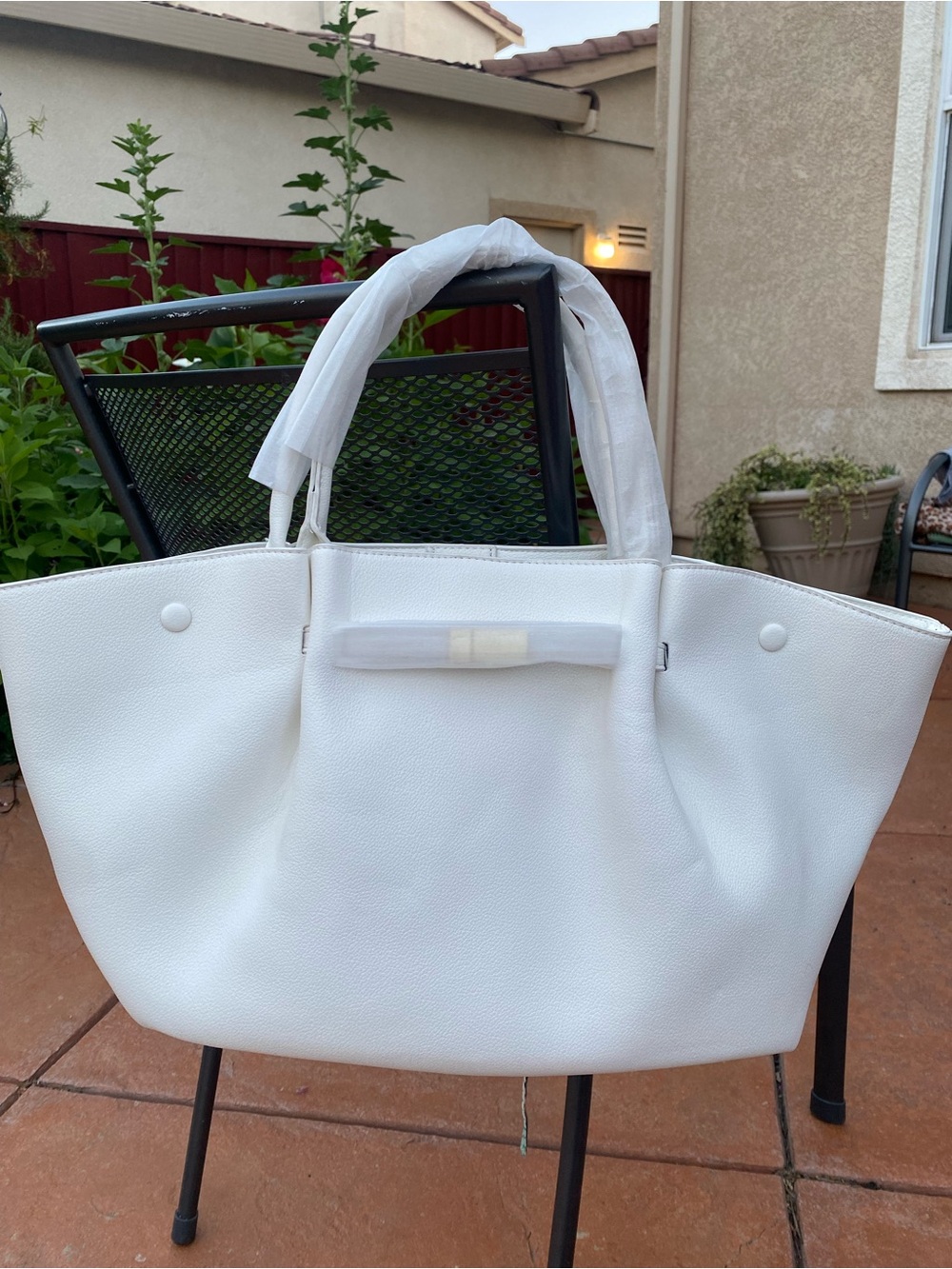 Classic White Tote Handbag - Women's Bag
